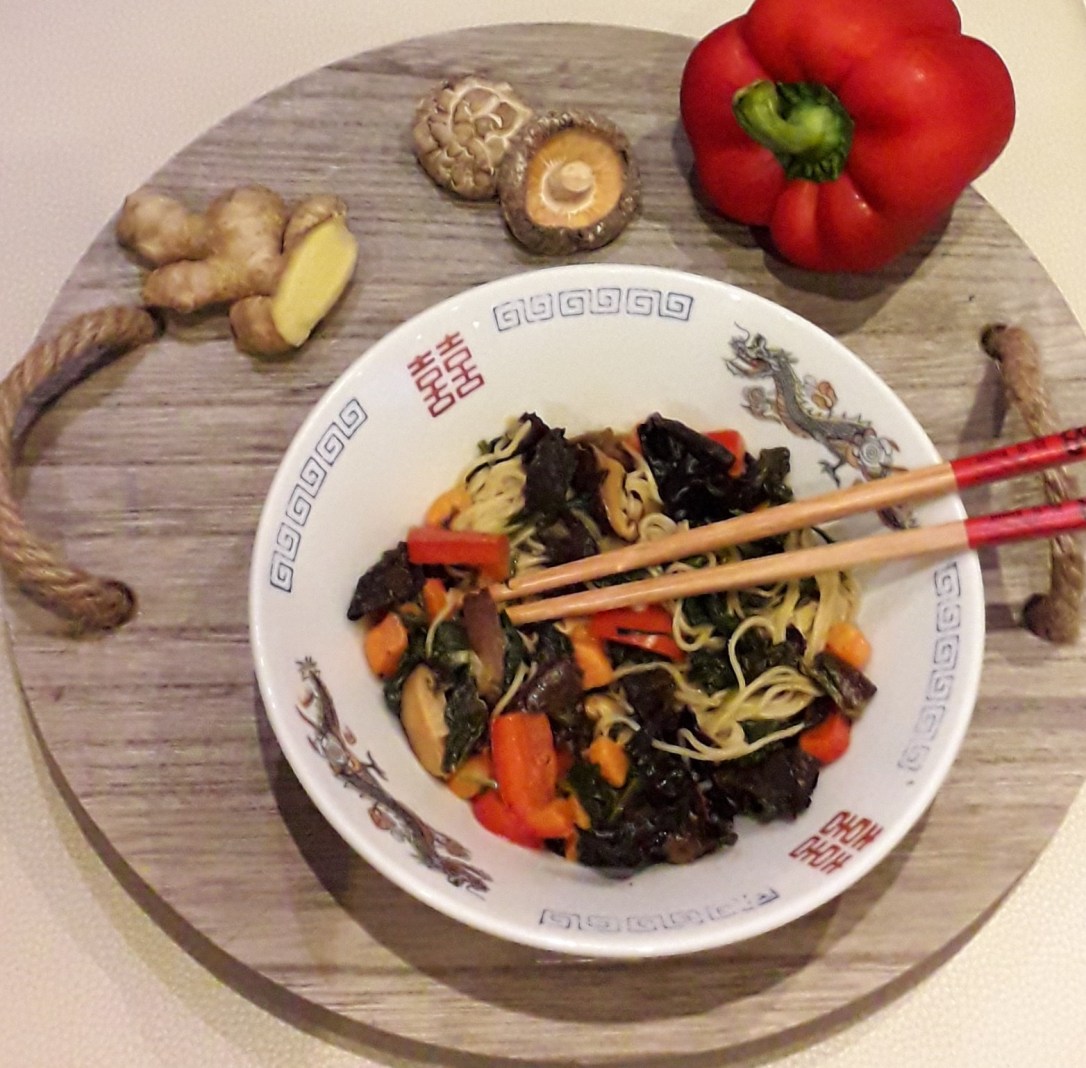 Noedels met spinazie en shiitake – Vegetarisch&nbsp;recept
